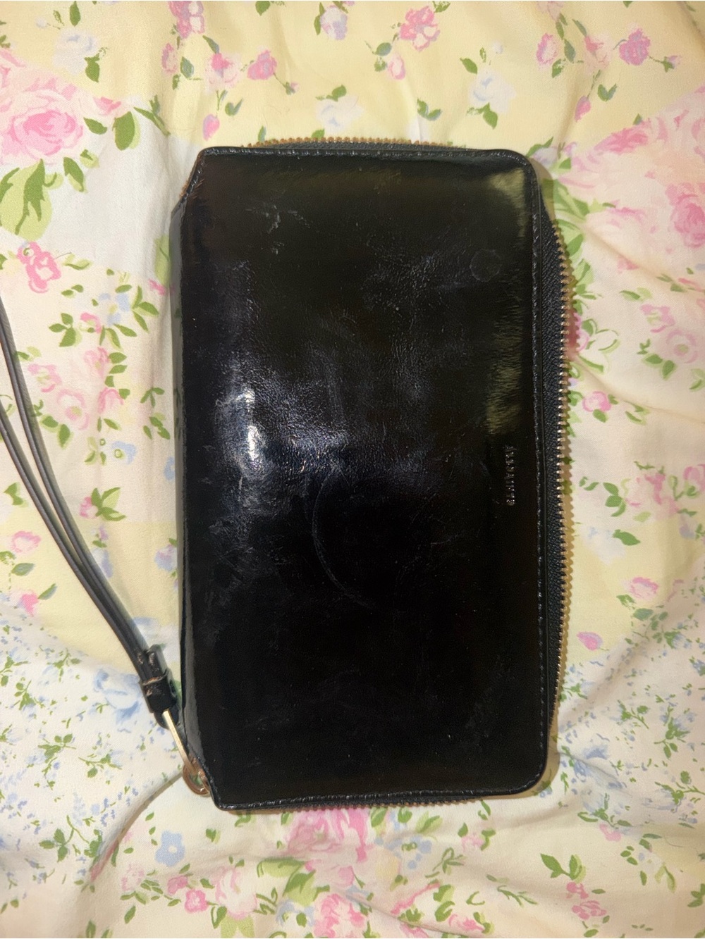 All Saints Black Leather Zip Wallet